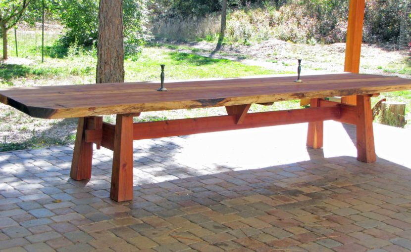 live edge slab redwood table